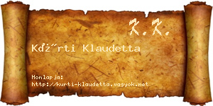 Kürti Klaudetta névjegykártya